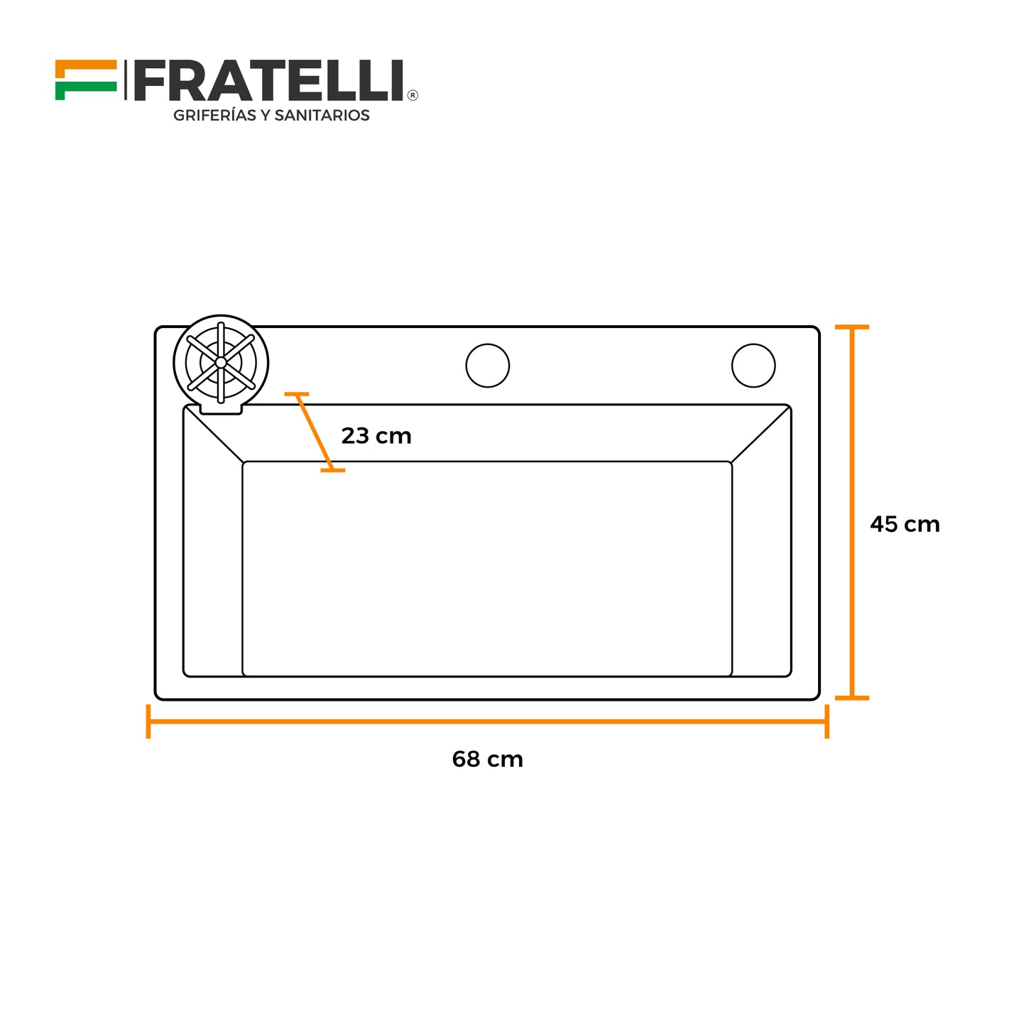 Mvl-6845B Lavadero Multifuncional Marvelous De Acero Inox. Black C/Acces. 68X45X23Cm - Fratelli