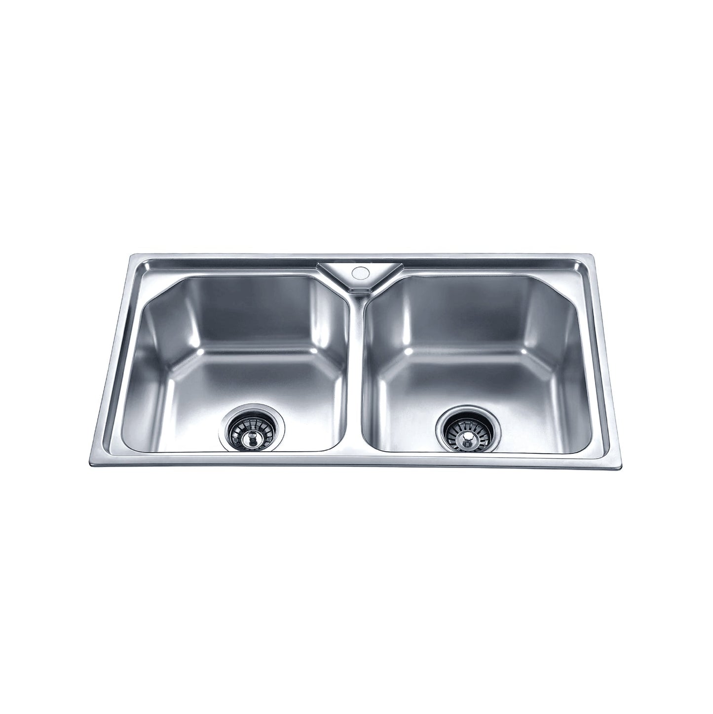 Lp-8050 Lavadero Premium (P) Acero Inox.Cromado Doble Poza C/Perforacion Al Mueble 80X50X22 Cm - Fratelli