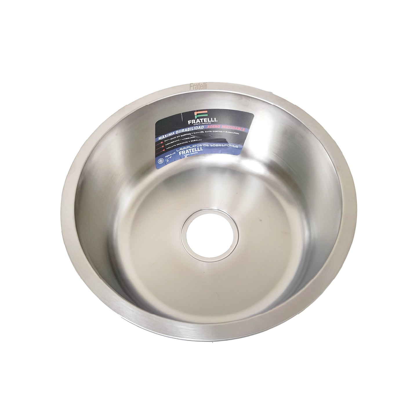 Lp-4242 Lavadero Premium (P) Circular Acero Inox. (Cr) 42X42X18 Cm. Fratelli