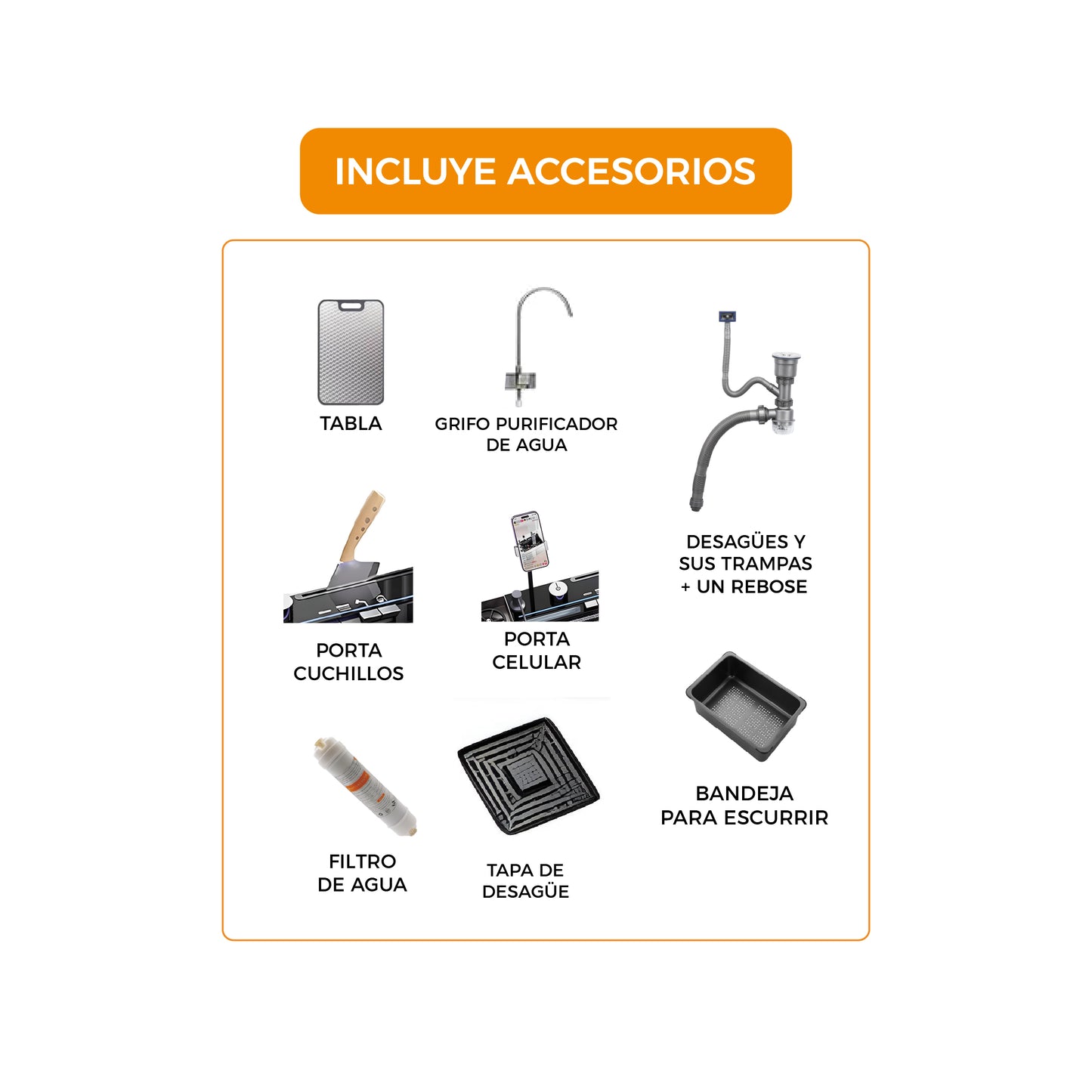 BRC-6845B - LAVADERO MULTIFUNCIONAL DE ACERO INOX. 304 NANO BLACK C/MEZCLADORA + FILTRO DE AGUA (3 FUNCIONES) 68X45X23 CM - FRATELLI PREMIUM