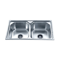 LP-8050-A LAVADERO PREMIUM (P) ACERO INOX.SATINADO DOBLE POZA C/PERFORACION AL MUEBLE 80X50X22 CM - FRATELLI PREMIUM