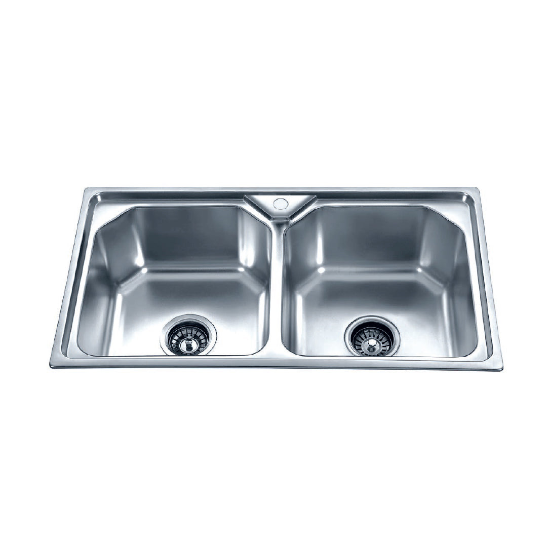 LP-8050-A LAVADERO PREMIUM (P) ACERO INOX.SATINADO DOBLE POZA C/PERFORACION AL MUEBLE 80X50X22 CM - FRATELLI PREMIUM