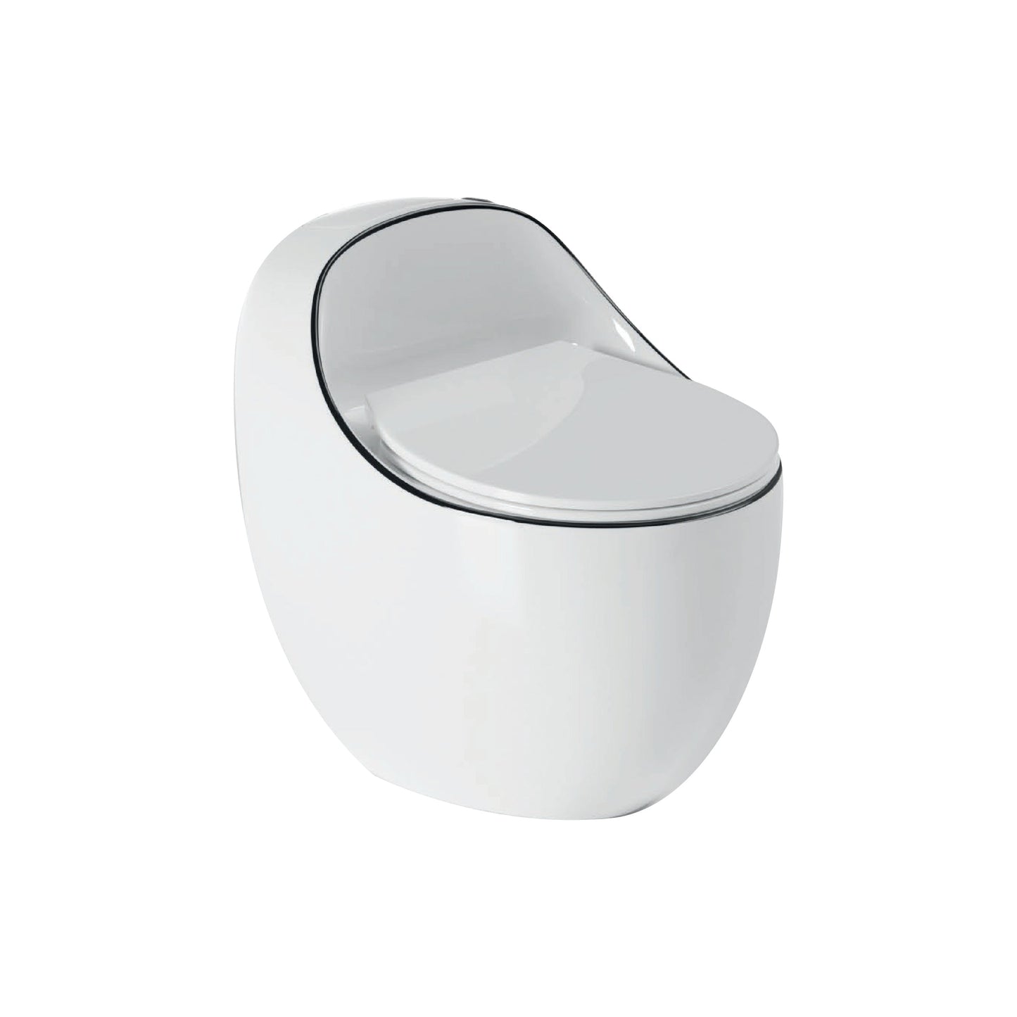 Inodoro One Piece  Afrodita + Tapa Asiento Y Acces. Ovalado Blanco Y Linea Negra (645X450X615) - Fratelli Premium