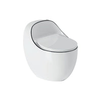 Inodoro One Piece  Afrodita + Tapa Asiento Y Acces. Ovalado Blanco Y Linea Negra (645X450X615) - Fratelli Premium