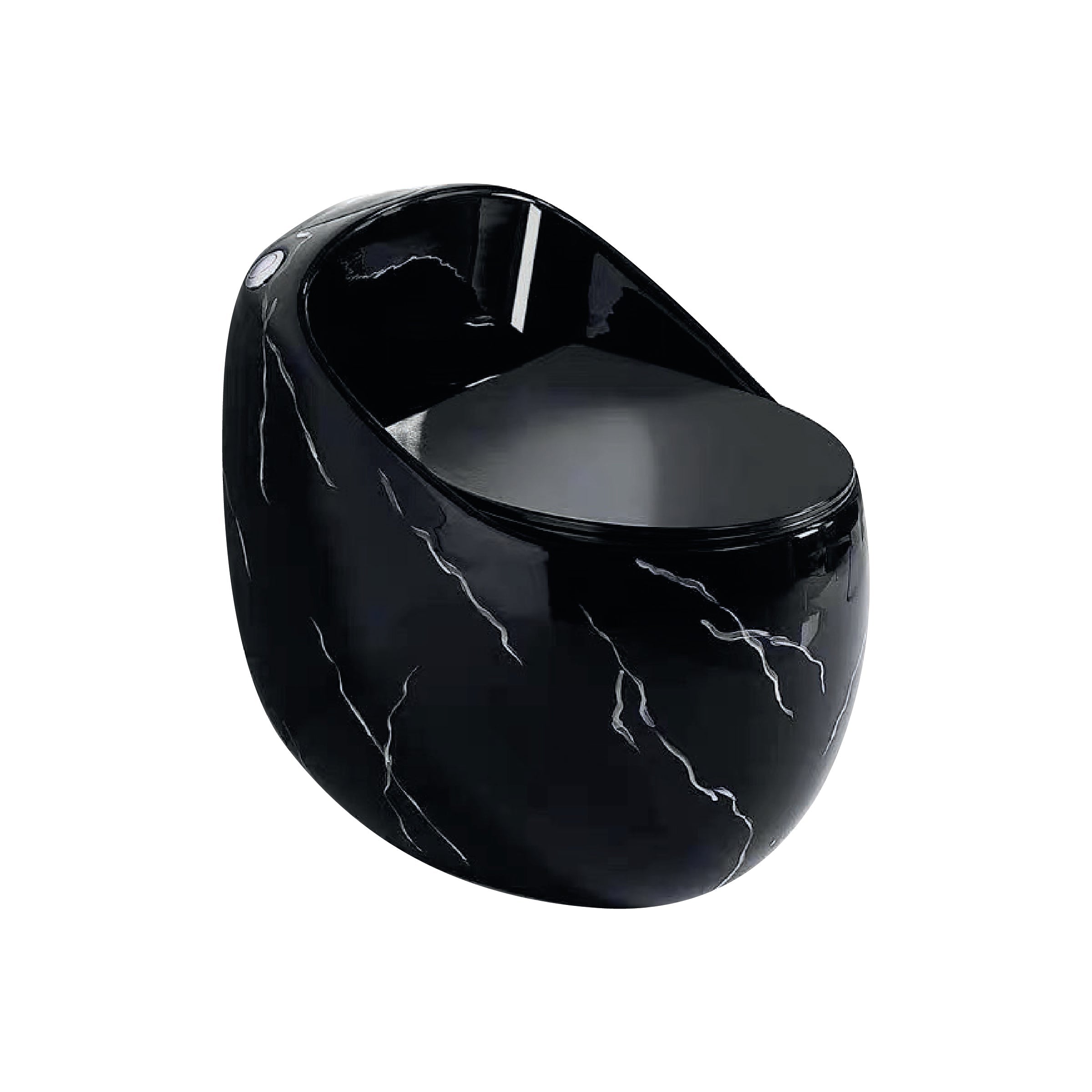 Inodoro One Piece Zeus + Tapa Asiento Y Acces. Ovalado Negro Marmoleado (660X490X630) - Fratelli Premium