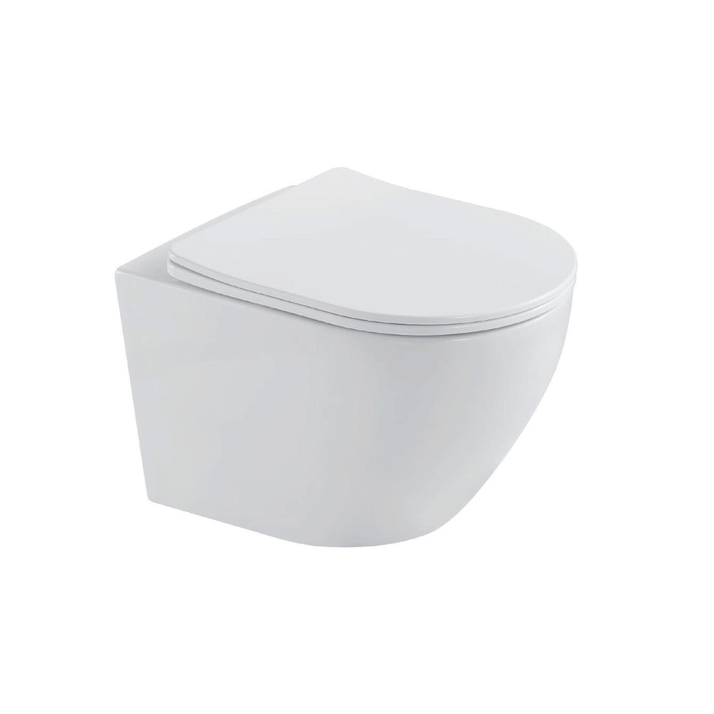 Inodoro Flotante Luna Redondo Blanco + Tapa De Asiento  (480X360X370) - Fratelli Premium