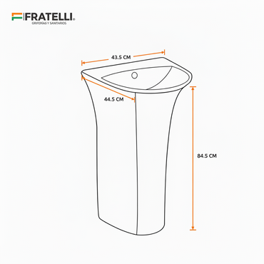 Lavatorio Pedestal Minimalista Blanco (44.5X43.5X84.5) - Fratelli Premium