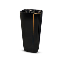 LAVATORIO PEDESTAL LIORA MINIMALISTA NEGRO C/LINEA DORADA (44X36.5X86) - FRATELLI PREMIUM