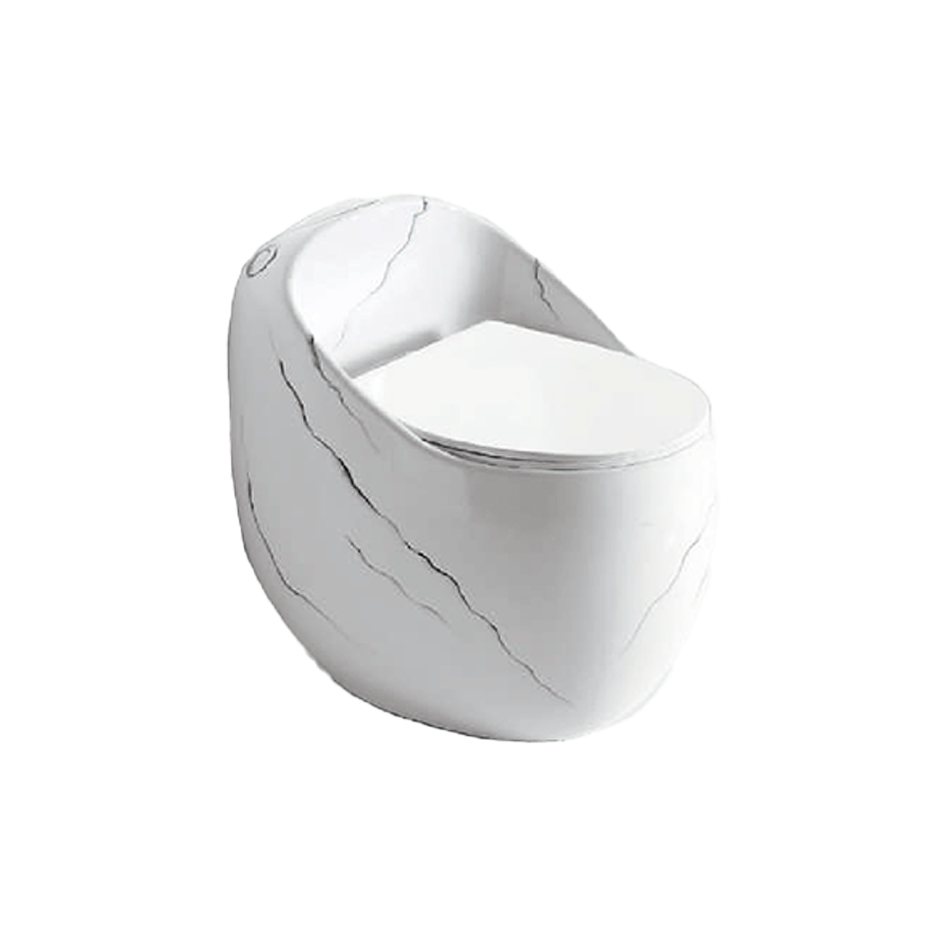 INODORO ONE PIECE AFDA + TAPA ASIENTO Y ACCES. BLANCO MARMOLEADO (650X430X630) - FRATELLI PREMIUM