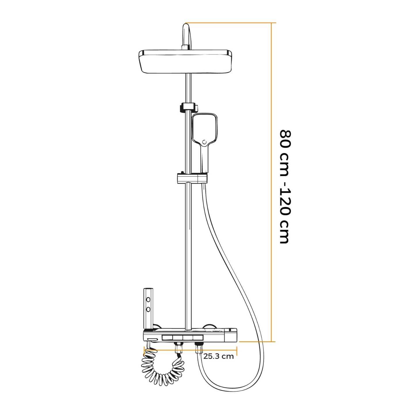 DUCHA MULTI. MODERNA MAD 4 TECLAS C/ROCIADOR Y LED NEGRO - FRATELLI