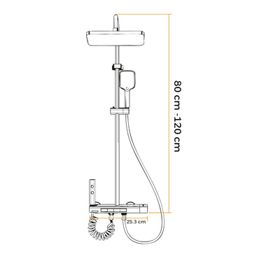 DUCHA MULTI. MODERNA MAD 4 TECLAS C/ROCIADOR Y LED NEGRO - FRATELLI