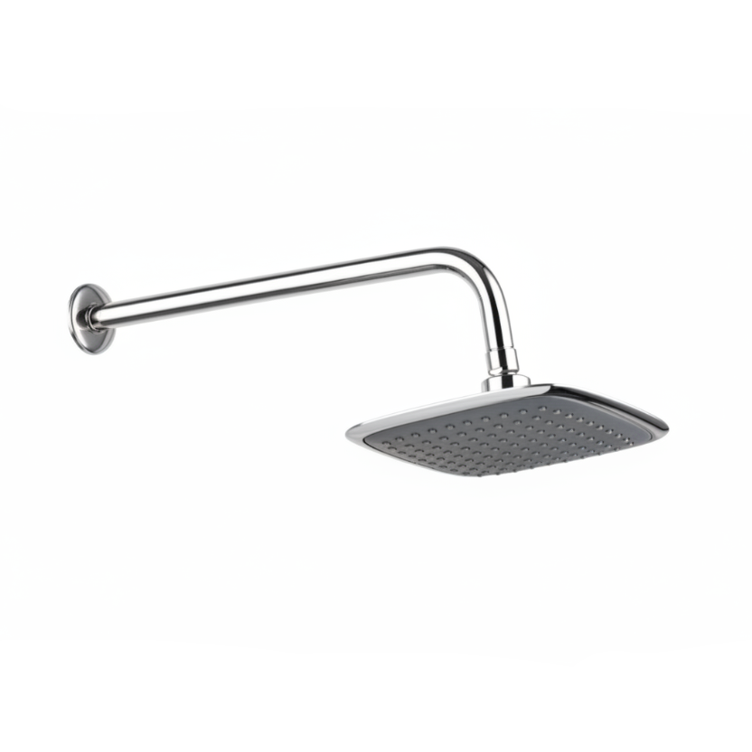 CABEZA DE DUCHA CUADRADA ABS 8'' W-49 + BRAZO DE ACERO 40 CM CROMADO -FRATELLI