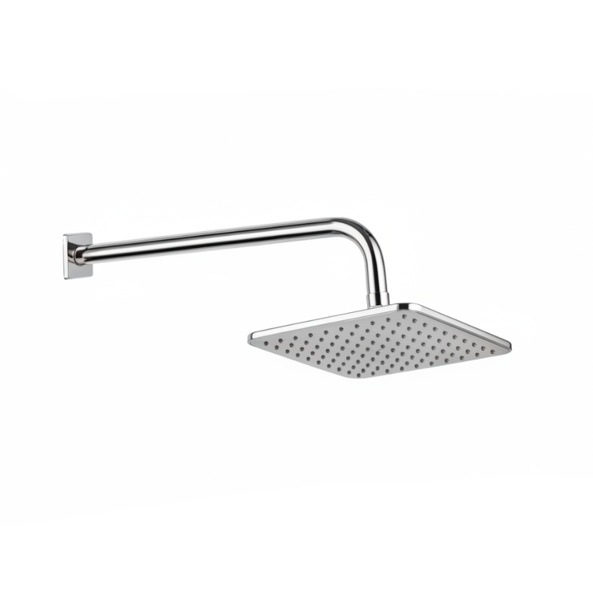 CABEZA DE DUCHA CUADRADA ABS 8'' W-140 + BRAZO DE ACERO 40 CM CROMADO -FRATELLI