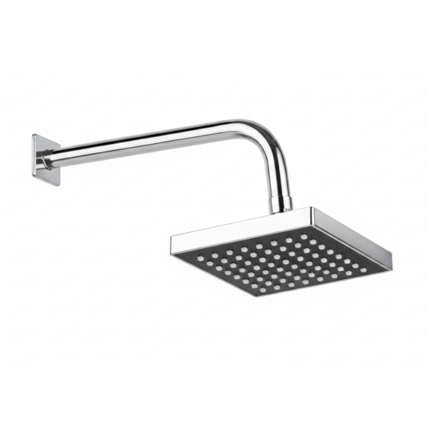 CABEZA DE DUCHA CUADRADA ABS 6'' W-85 + BRAZO DE ACERO 30 CM CROMADO -FRATELLI