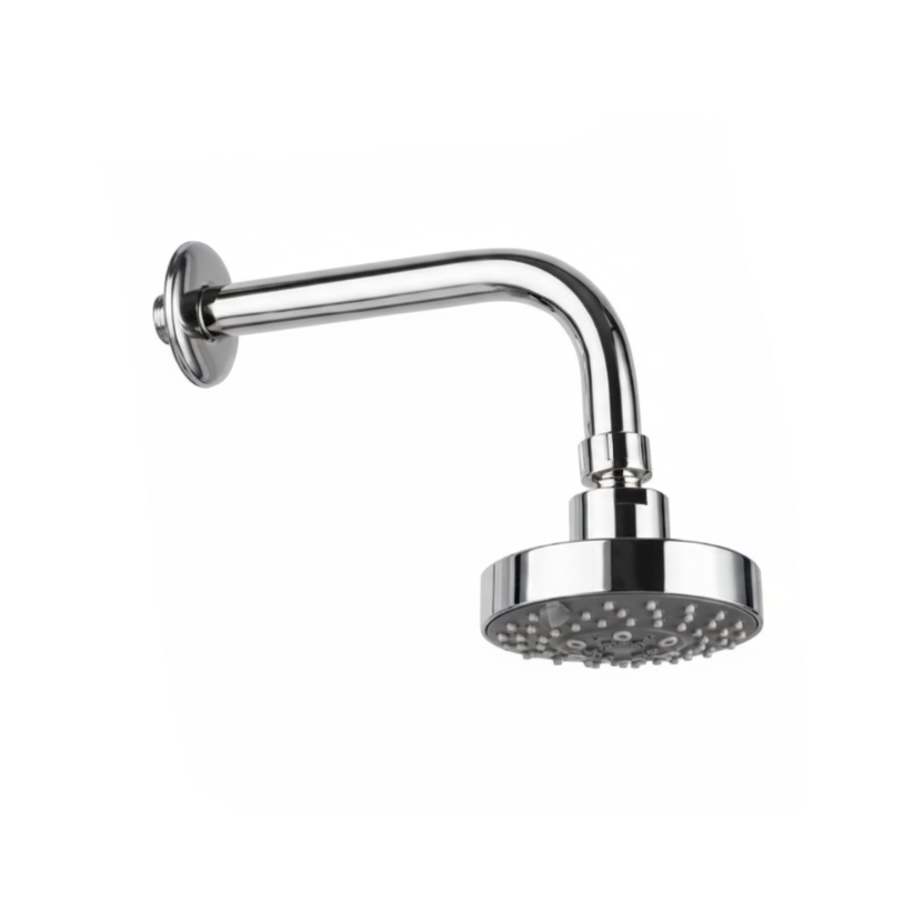 CABEZA DE DUCHA REDONDA ABS 4'' W-175 + BRAZO DE ACERO 20 CM CROMADO -FRATELLI