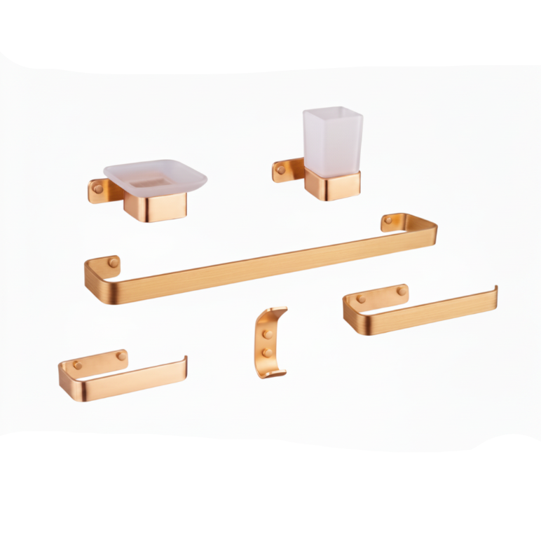 SET P/BAÑO 6 PZAS MINIMALISTA ALBA SATIN GOLD -FRATELLI