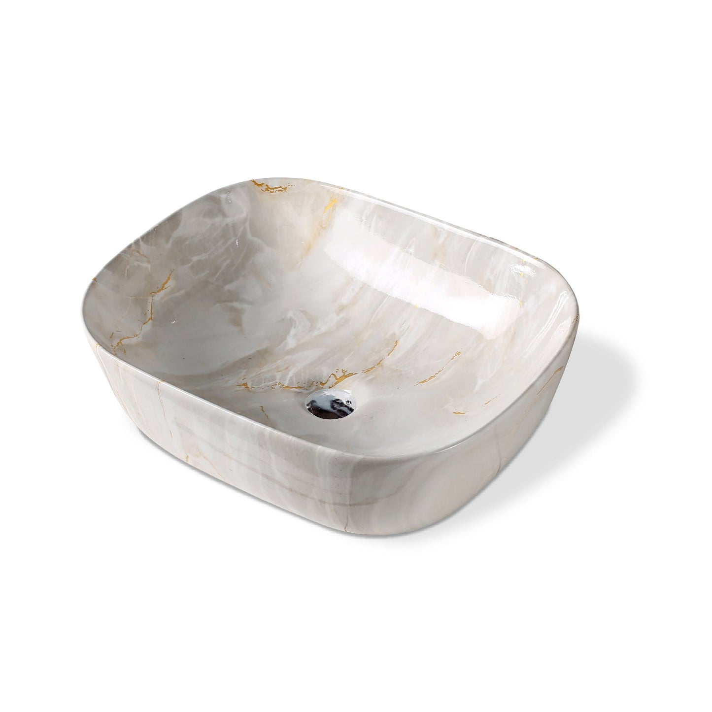 Bowl Loza (A0028) Mod.Cuadrado Marmoleado Gris C/Bone 50X40X14.5 Fratelli