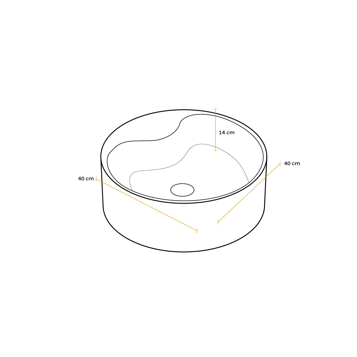 Bowl Loza (A0066) Mod. Circular Marmoleado Blanco C/Naranja 40X40X14 Fratelli