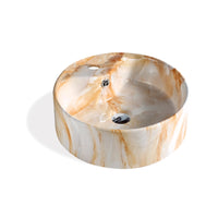 Bowl Loza (A0066) Mod. Circular Marmoleado Blanco C/Naranja 40X40X14 Fratelli