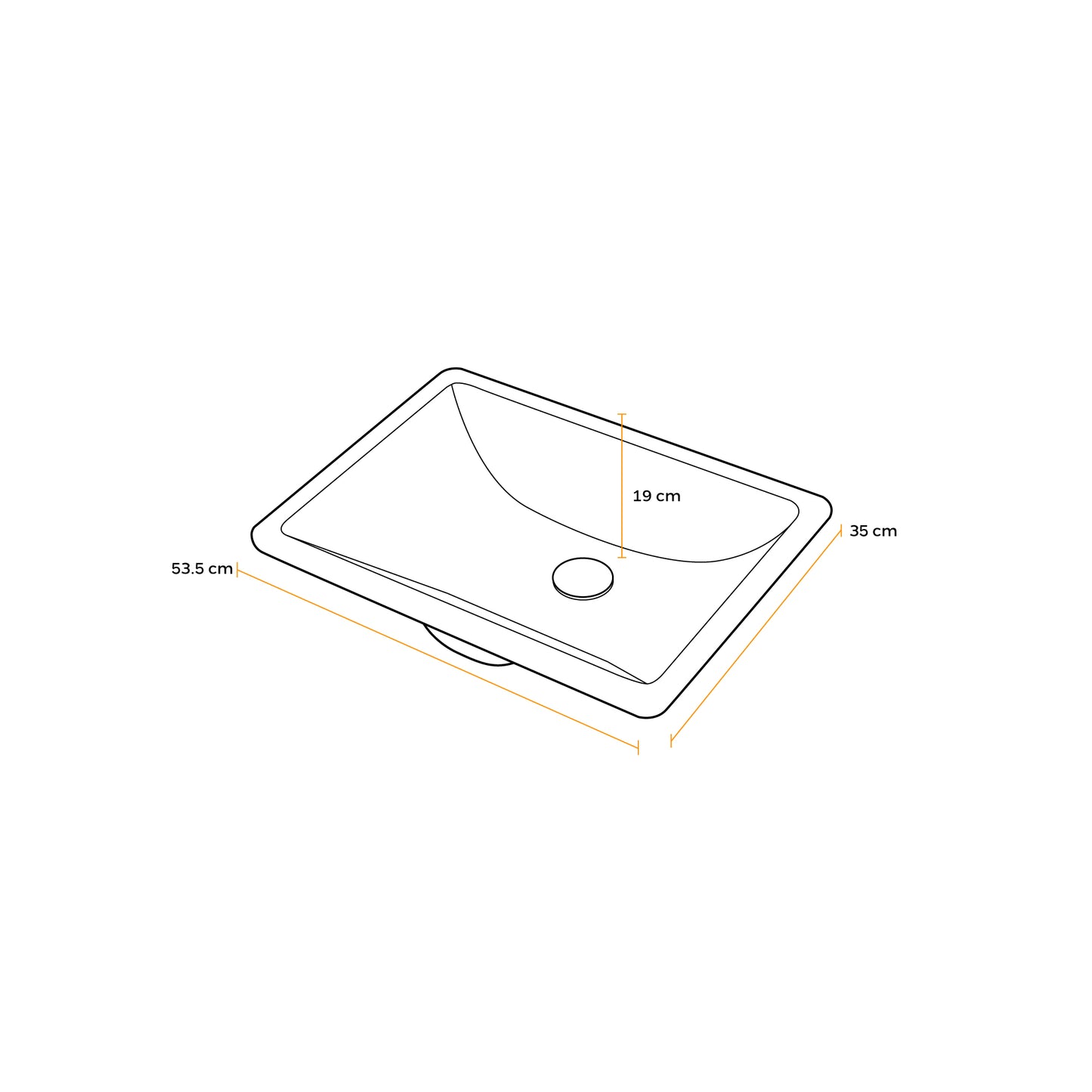 Bowl Loza (F2101) Mod. Cuadrado Blanco P/Empotrar 53.5X35X19 Fratelli