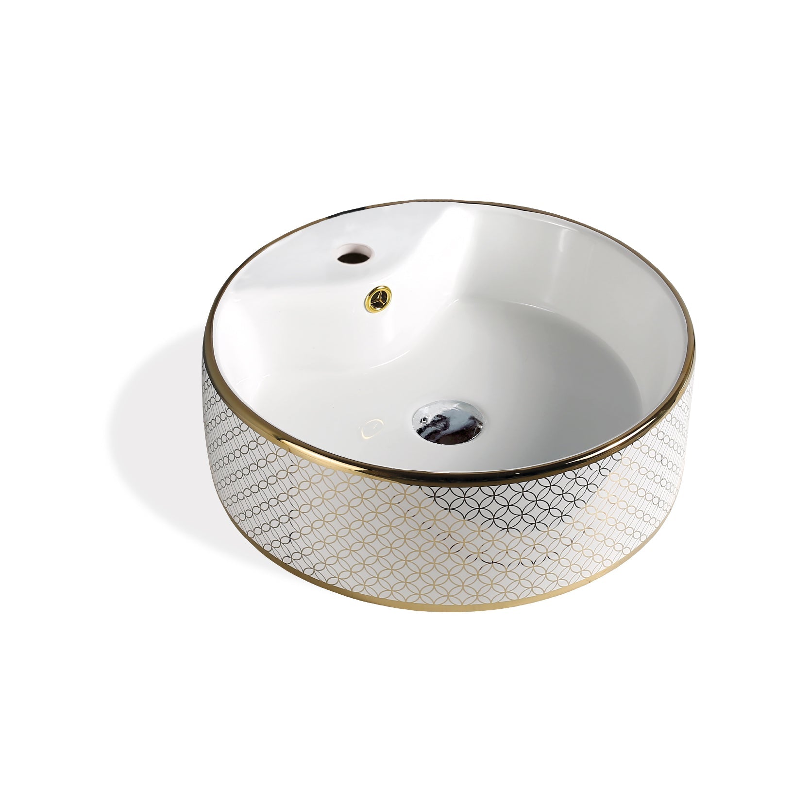 Bowl Loza (P008) Mod. Redondo Blanco Con Dorado 46X46X15.5 Fratelli