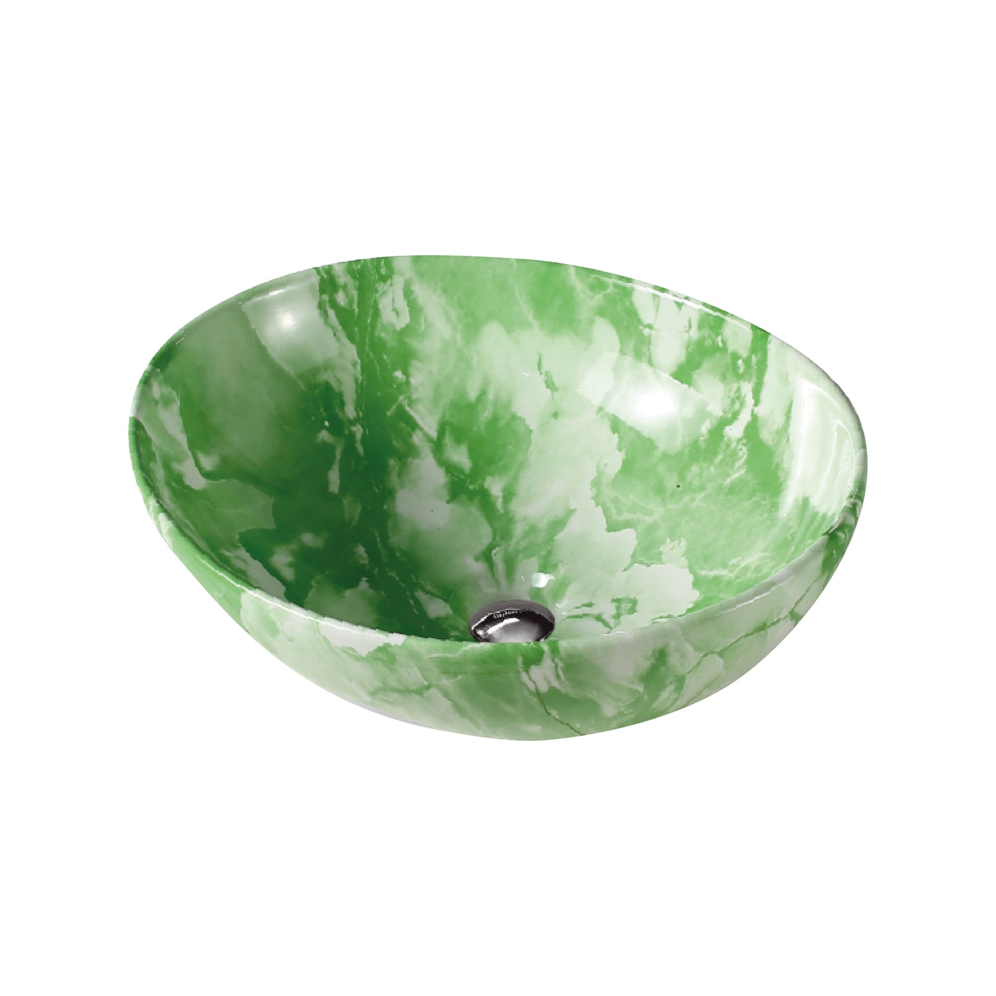 BOWL LOZA (P035) MOD. OVALADO MARMOLEADO VERDE 40X33X14.5 FRATELLI