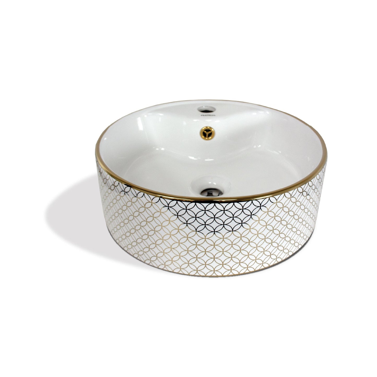 Bowl Loza (P008-2) Mod. Redondo Blanco Con Dorado 42X42X17.5 Fratelli