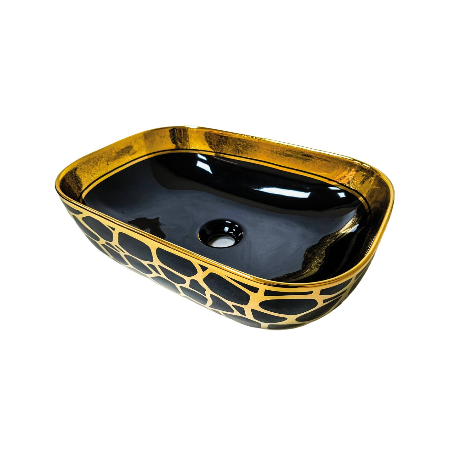 Bowl Loza (153-Bga) Mod.Rectangular Negro C/Dorado 45X33X13.5 - Fratelli