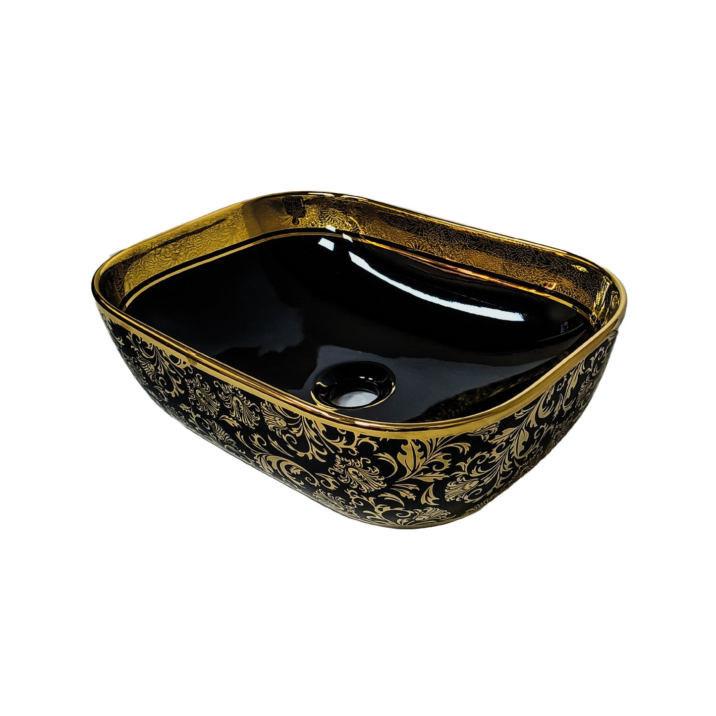 Bowl Loza (153-Bgh) Mod.Rectangular Negro C/Dorado 45X33X13.5 - Fratelli