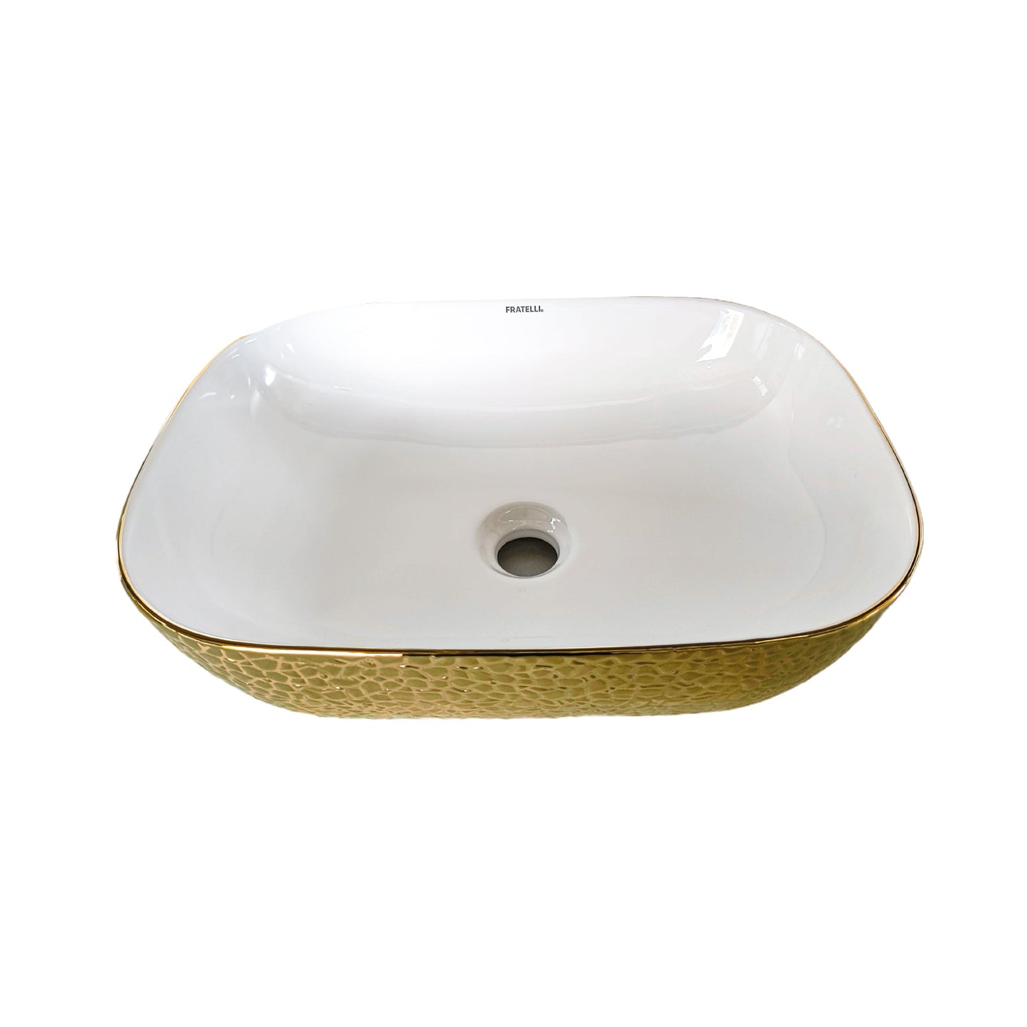 Bowl Loza (153) Mod.Rectangular Blanco C/Dorado Granito 45X33X13.5 - Fratelli