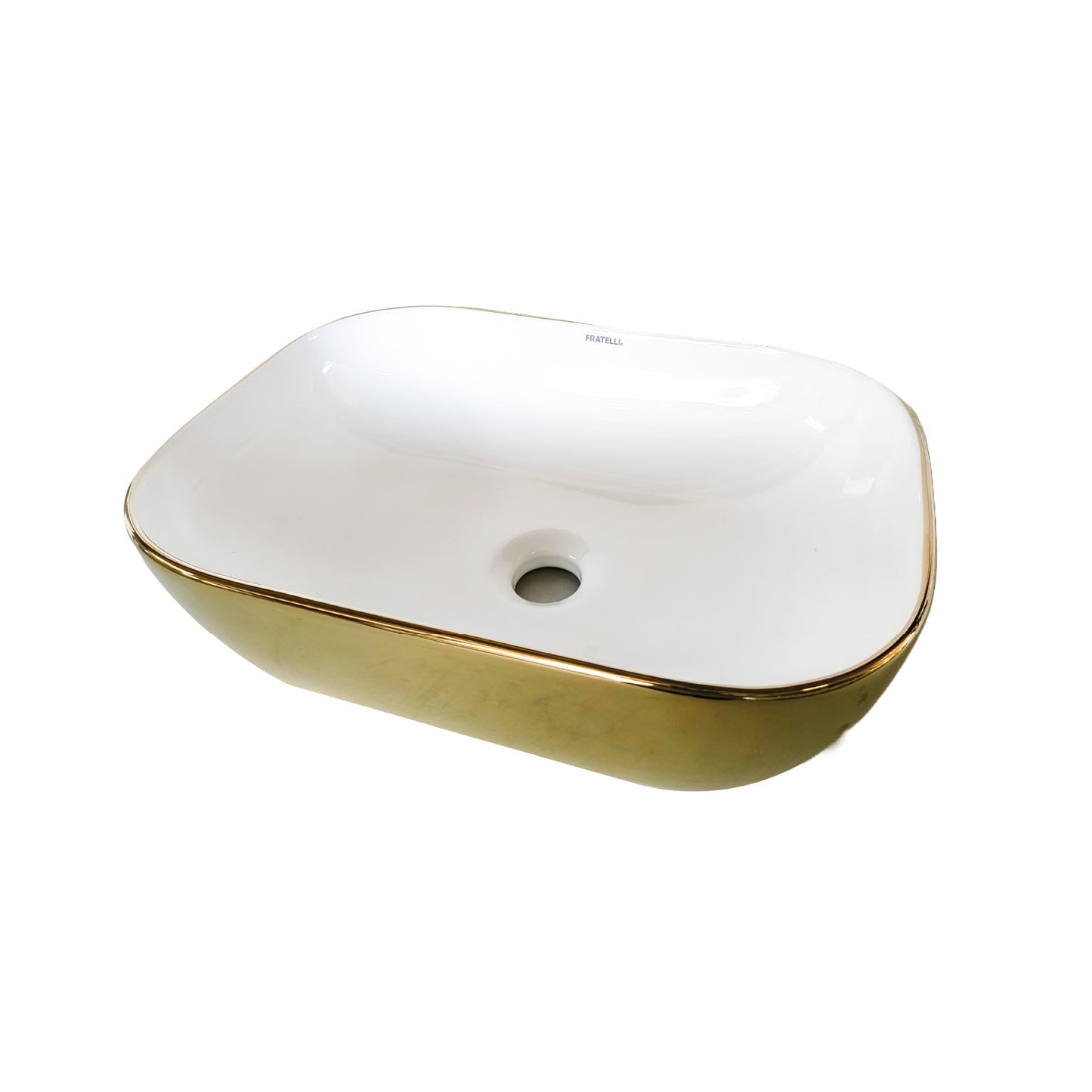 Bowl Loza (153- Gw1) Mod.Rectangulo Blanco C/Dorado 45X33X13.5 - Fratelli