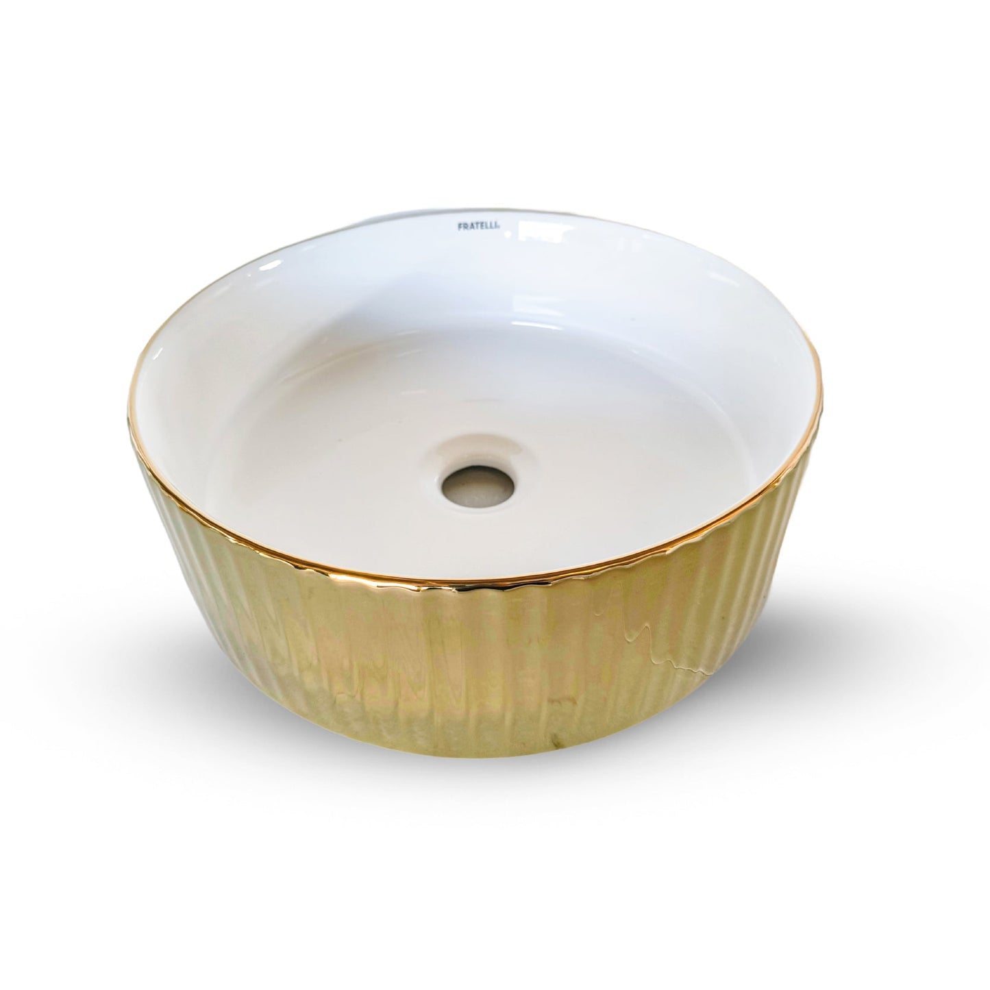 Bowl Loza (323-G) Mod. Circular Blanco C/Dorado 36X36X12 - Fratelli