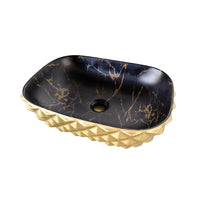 Bowl Loza (402-5) Mod. Rectangular Negro C/Dorado Diamante 48X35.5X13.5 - Fratelli