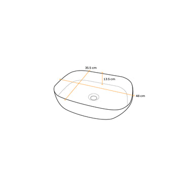 Bowl Loza (402-3) Mod. Rectangular Marmoleado Blanco C/Naranja Diamante 48X35.5X13.5 - Fratelli