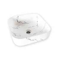 Bowl Loza (150-A6) Mod. Cuadrado Marmoleado Blanco C/Negro 39X39X14 - Fratelli