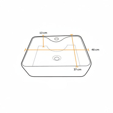 BOWL LOZA (120D-A6) MOD. CUADRADO MARMOLEADO BLANCO C/NEGRO 48X37X13 - FRATELLI