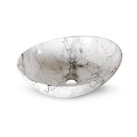 Bowl Loza (035-4) Mod. Ovalado Marmoleado Blanco C/Gris 40X33X14.5 - Fratelli