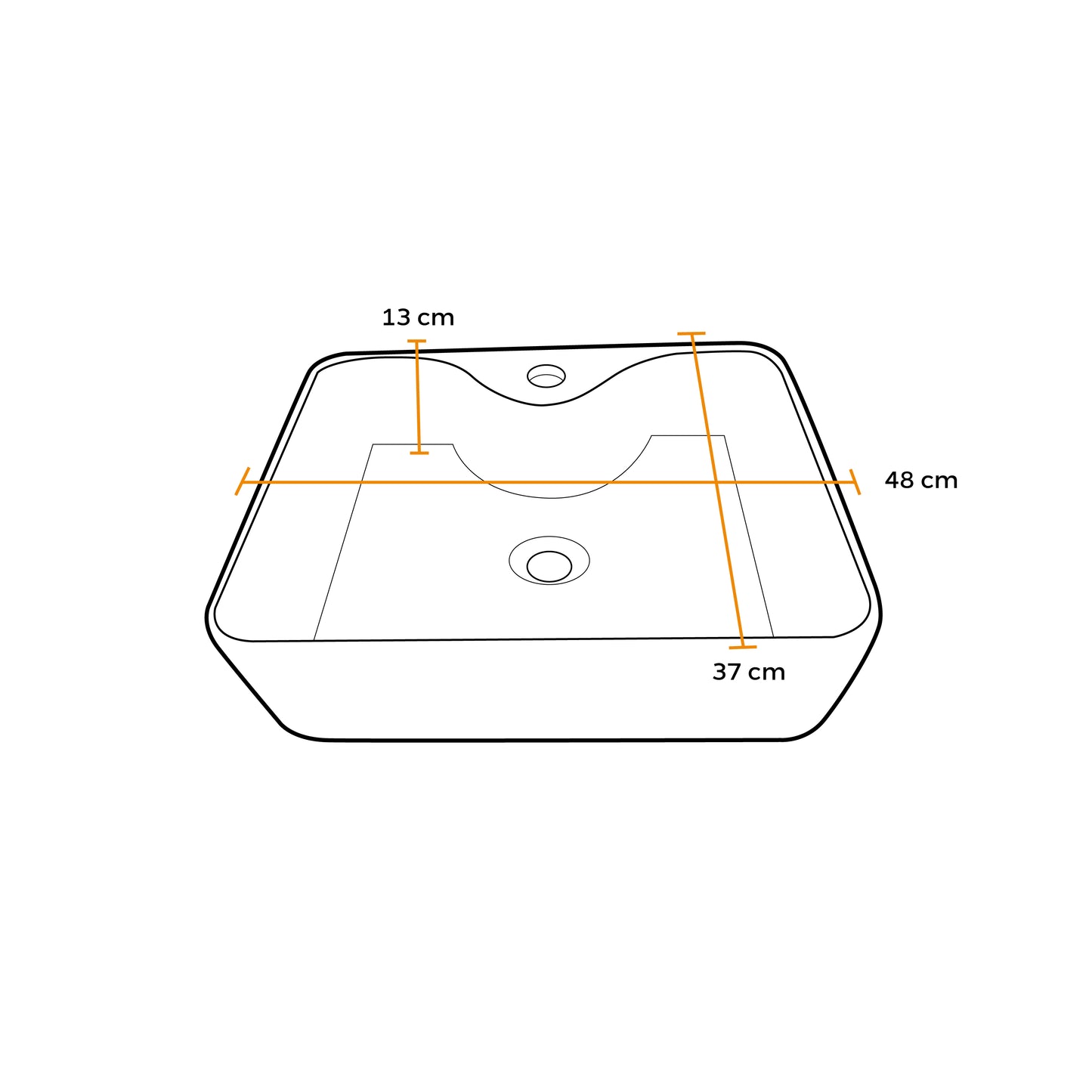 Bowl Loza (120D) Mod. Cuadrado Blanco C/Negro Matte 48X37X13 - Fratelli