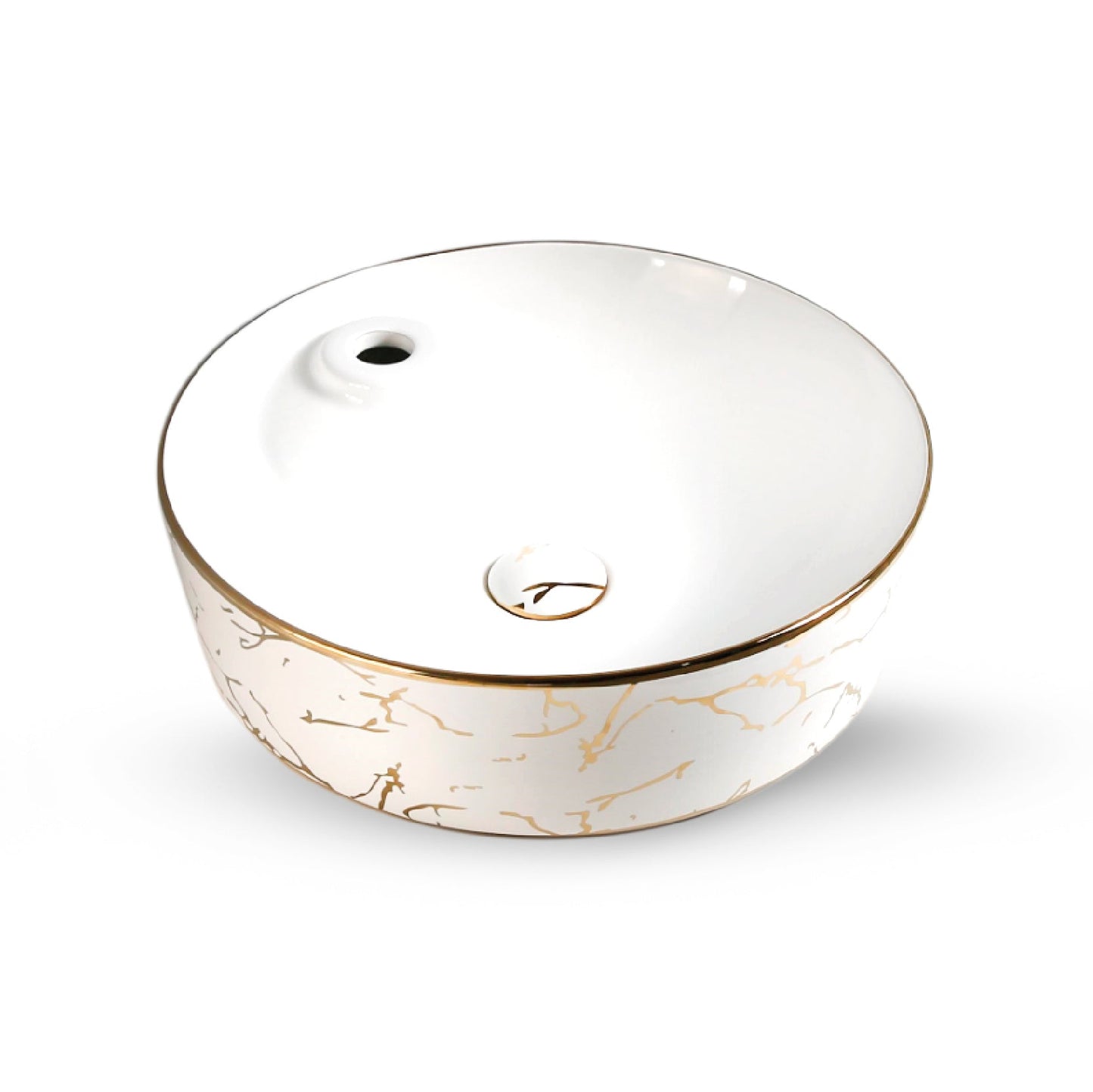 Bowl Loza (157) Mod. Circular Blanco C/Dorado 43X43X13.5 - Fratelli