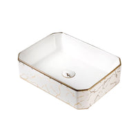 Bowl Loza (169) Mod. Rectangular Blanco C/Dorado 50X37X13 - Fratelli
