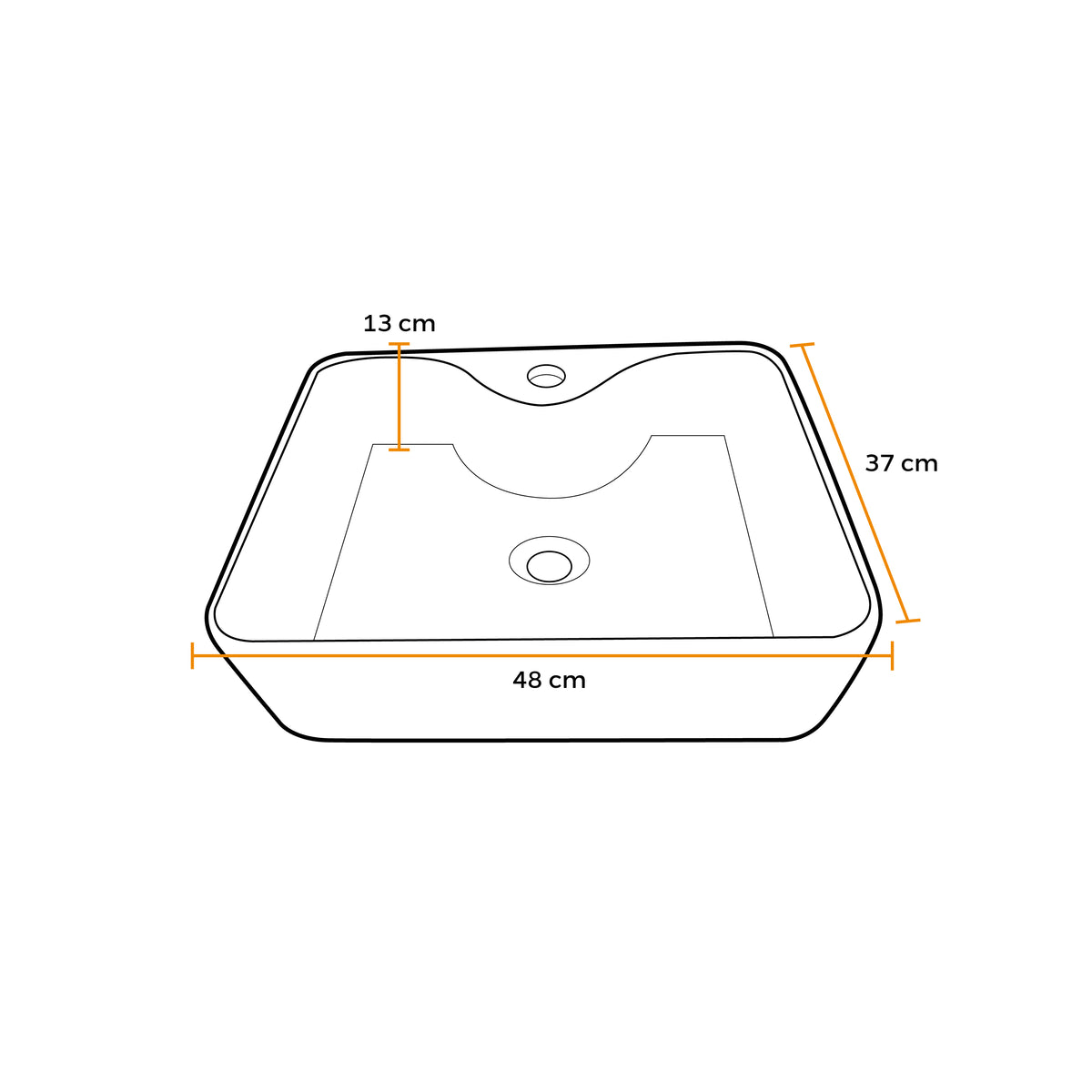 BOWL LOZA (526) MOD.RECTANGULO NEGRO 48X37X13 FRATELLI
