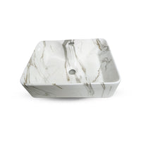 Bowl Loza (P120) Mod. Cuadrado Marmoleado Blanco C/Gris 48X37X13 - Fratelli