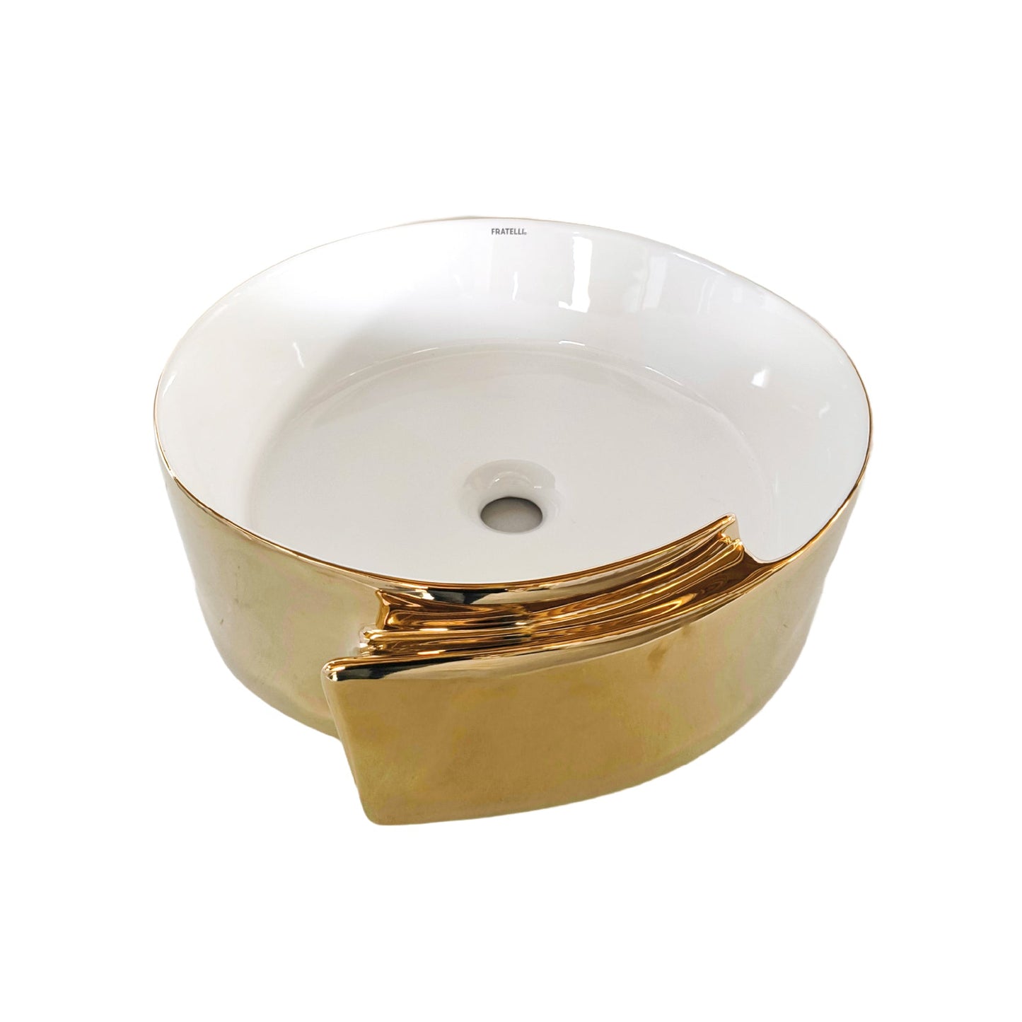 Bowl Loza (442 Wg) Mod. Circular Blanco C/Dorado Matte 43X43X16 - Fratelli