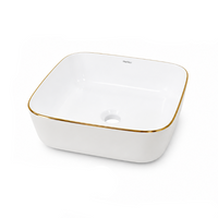 BOWL LOZA (150-A6WG) MOD. CUADRADO BLANCO C/LINEA DORADA 390X390X140 - FRATELLI