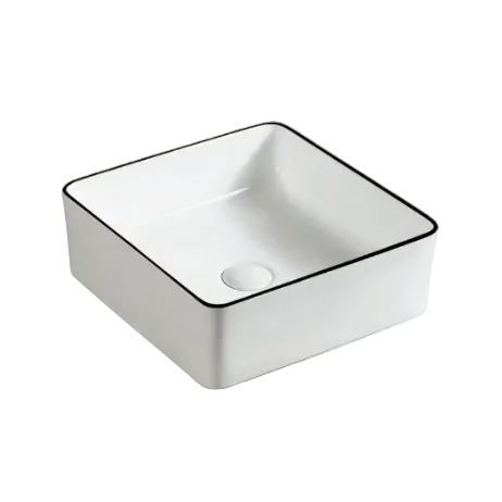 BOWL LOZA (150-A6WB) MOD. CUADRADO BLANCO C/LINEA NEGRA 390X390X140 - FRATELLI