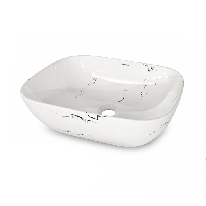 BOWL LOZA (P153M) MOD. CUADRADO BLANCO MARMOLEADO 46X33X13.5 FRATELLI