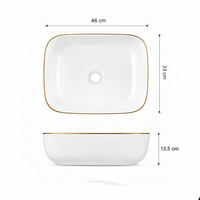 BOWL LOZA (P153G) MOD. CUADRADO BLANCO C/LINEA DORADA 46X33X13.5 FRATELLI