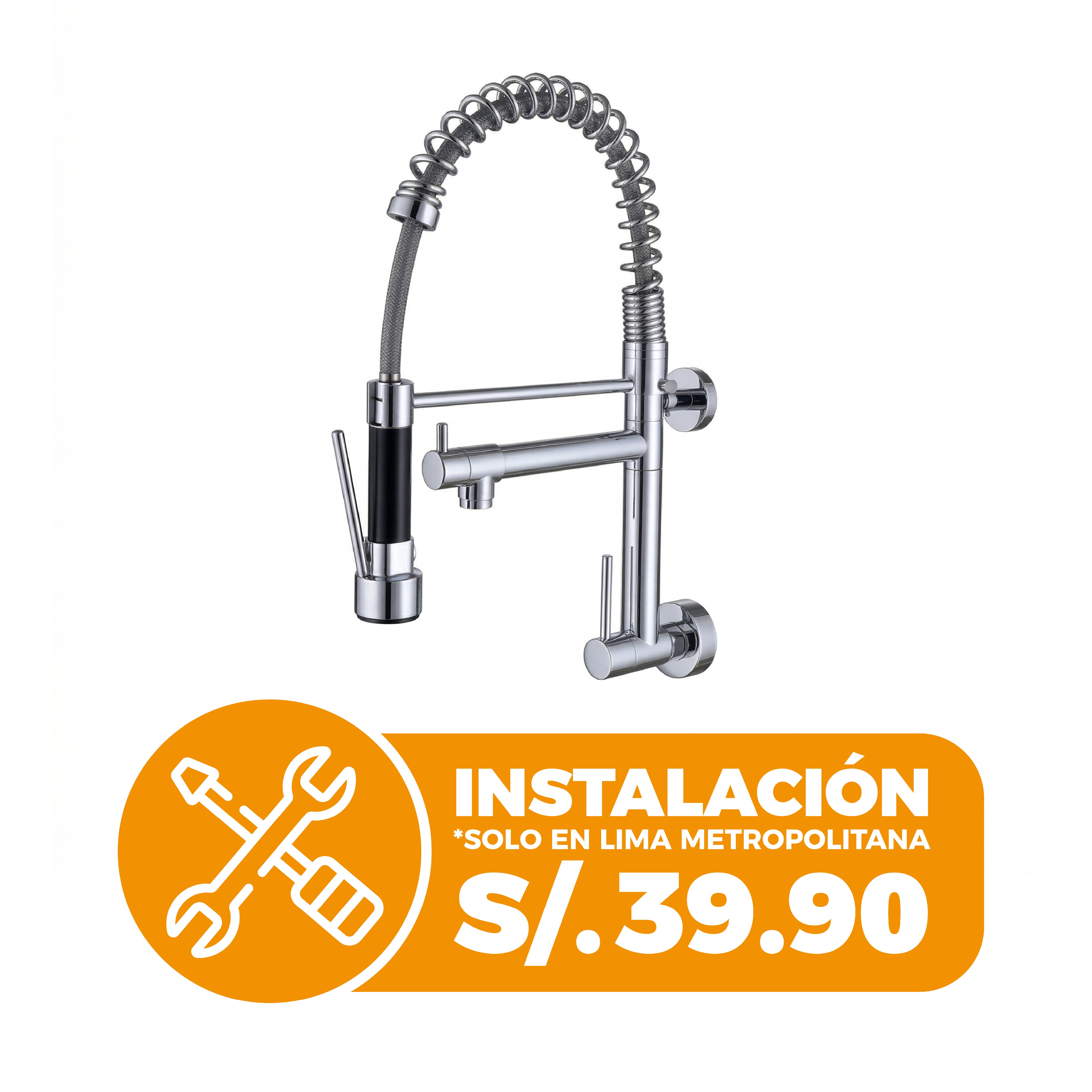 Llave P/Cocina Pared NVR-2  Bronce Cromado - Fratelli Premium