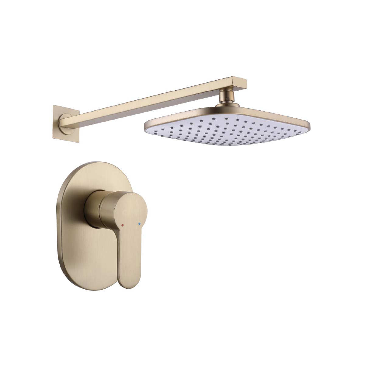 Mezcladora Monoc.Minimalista  Canopla Ovalada+ Cabeza De  Ducha 6023  Sands  Bronce Satin Gold - Fratelli Premium