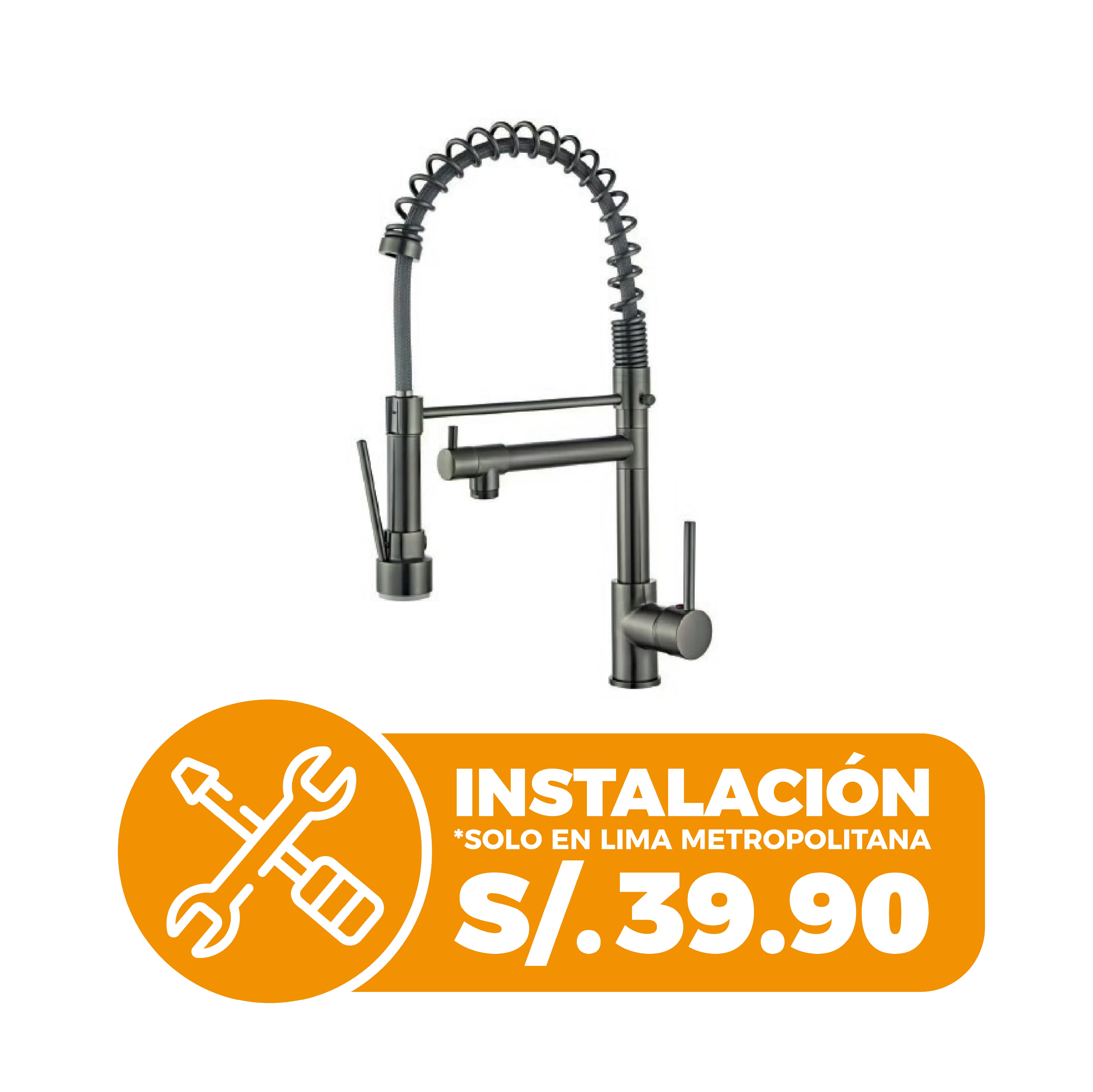 Mezcladora Monoc.P/Cocina Mueble Nvr-2 Bronce Gun Grey- Fratelli Premium